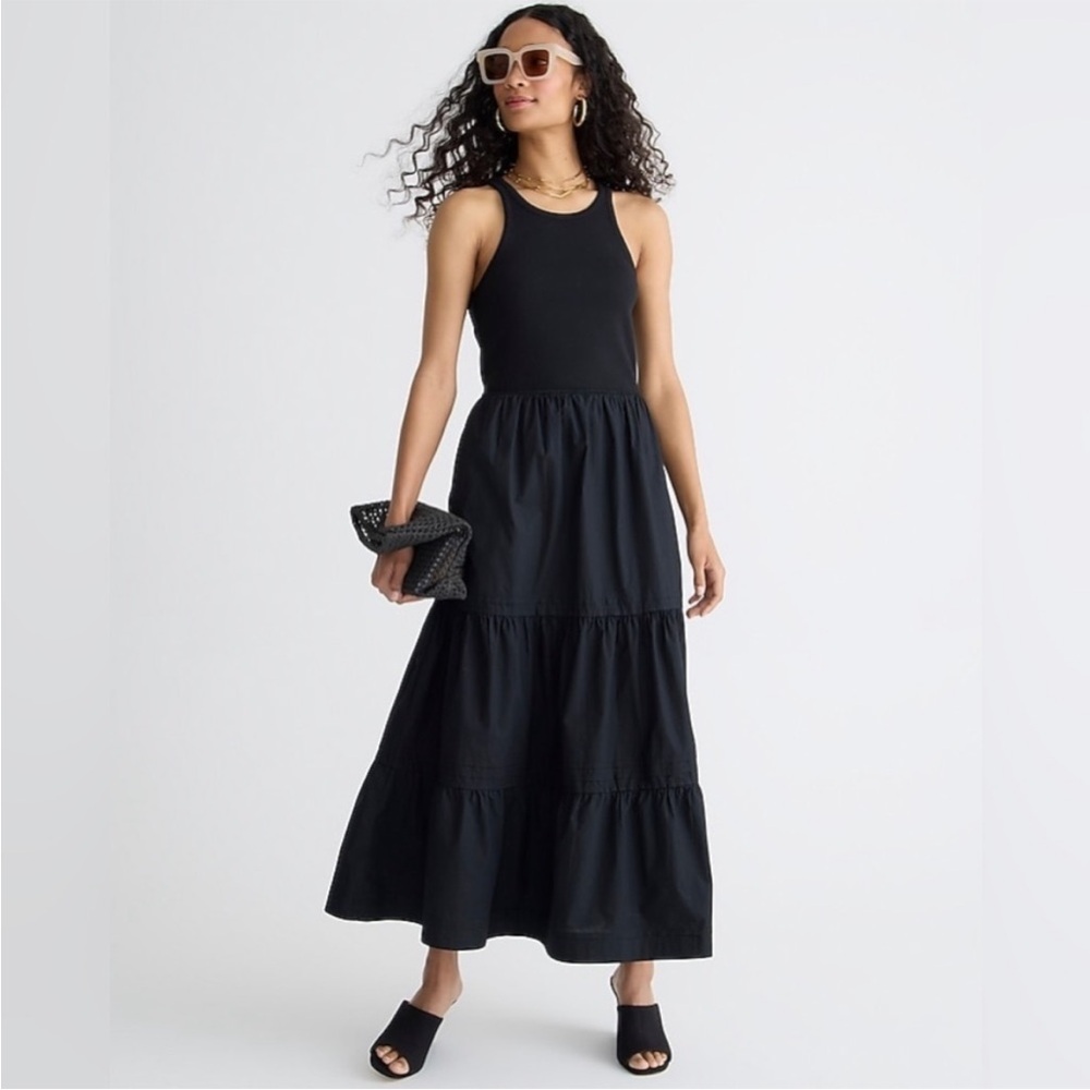 NWT J.CREW Rib High-neck Tank Dress with Poplin Skirt